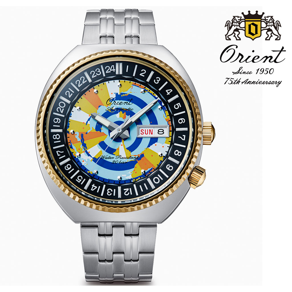 Orient 75th Anniversary 自動巻き時計 ワールドマップ オリエント75周年モデル RN-AA0E08Y 数量限定モデル